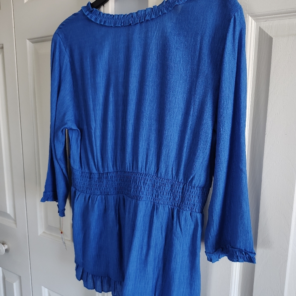 BEACHTIME Women's Blue Ruffle Top Swim Coverup S - Picture 7 of 8